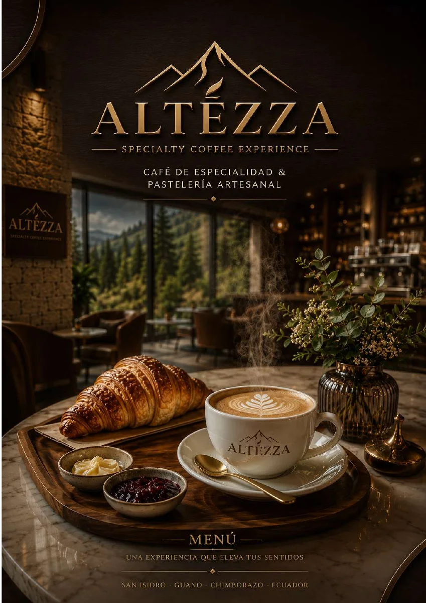 Portada de la carta de cafetería de Altézza