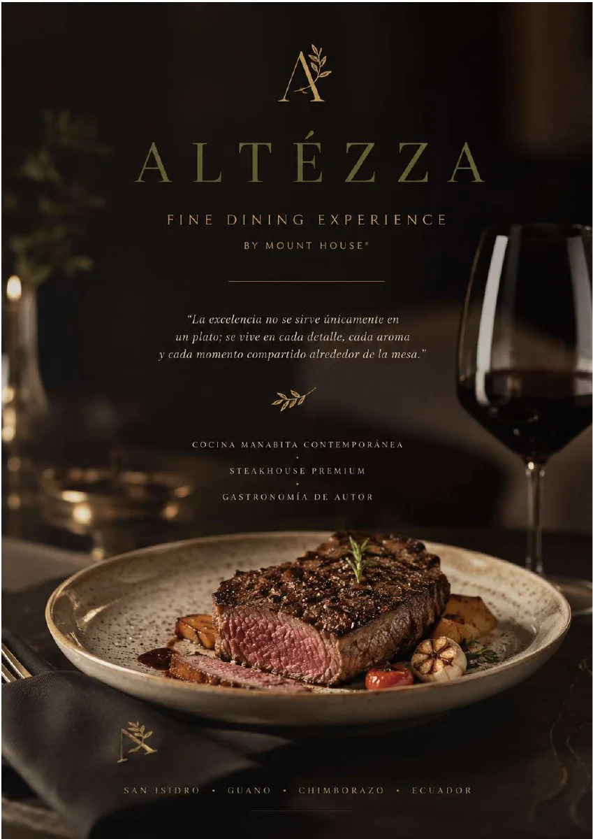 Portada de la carta fine dining de Altézza