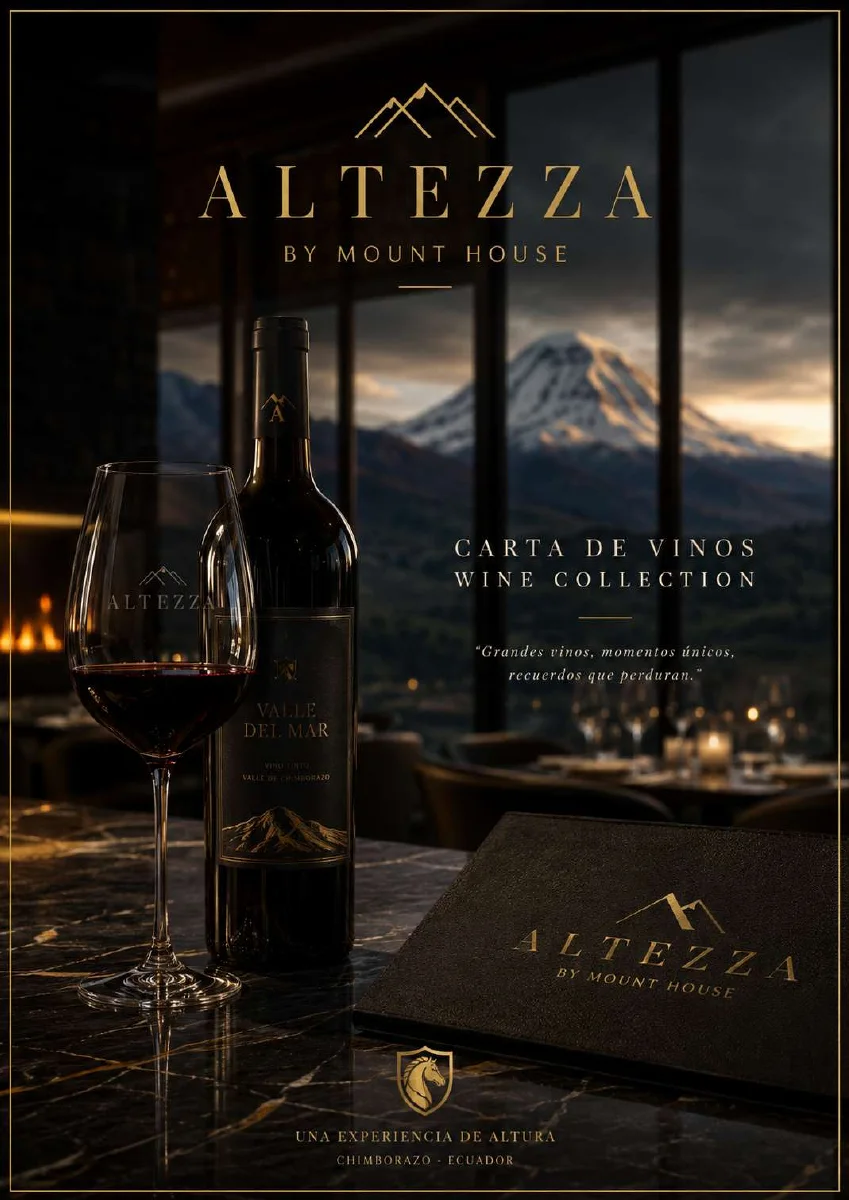 Portada de la carta de vinos de Altézza